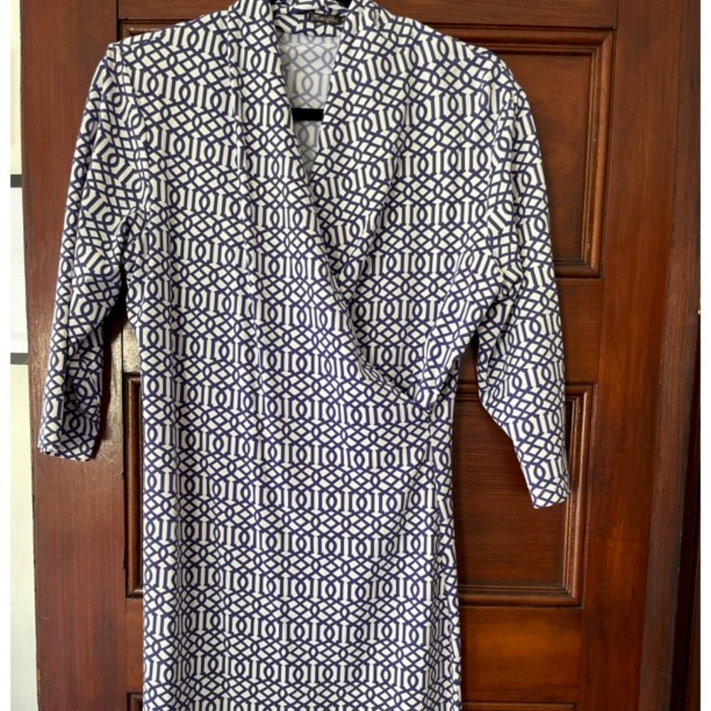 J. McLaughlin purple and white wrap dress